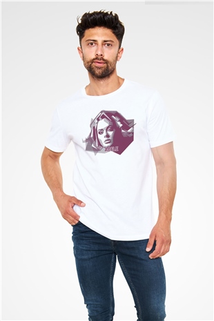 Adele Beyaz Unisex Tişört T-Shirt - TişörtFabrikası