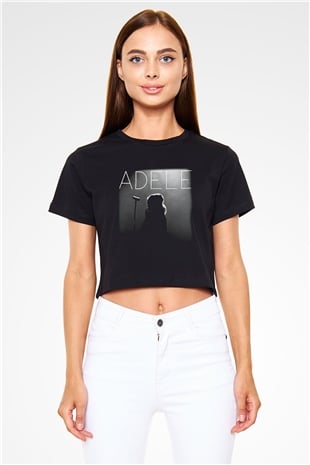 Adele Siyah Crop Top Tişört