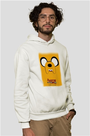 Adventure Time Beyaz Unisex Kapşonlu Sweatshirt