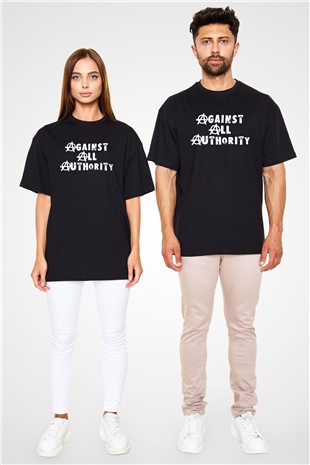 Against All Authority Siyah Unisex Tişört T-Shirt - TişörtFabrikası
