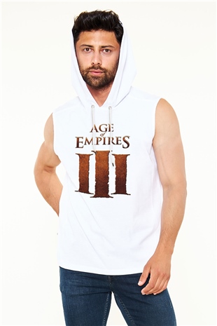 Age Of Empires Beyaz Unisex Kapüşonlu Kolsuz Tişört