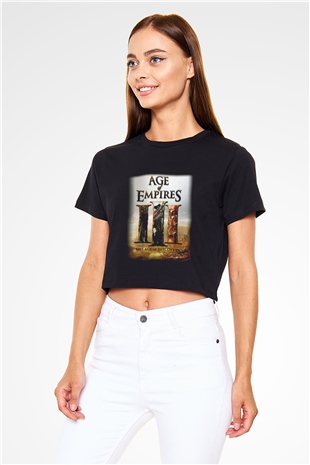 Age Of Empires Siyah Crop Top Tişört