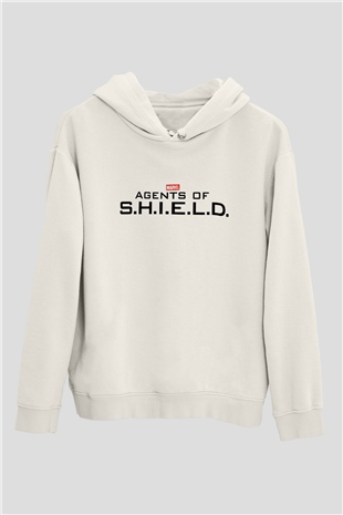 Agents of S.H.I.E.L.D. Beyaz Unisex Kapşonlu Sweatshirt