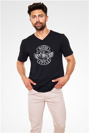 Agrati Siyah Unisex V Yaka Tişört T-Shirt