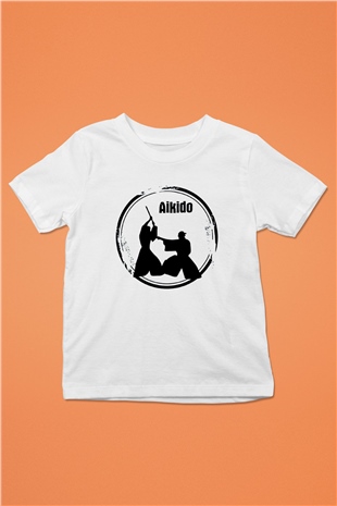 Aikido Baskılı Beyaz Unisex Çocuk Tişört