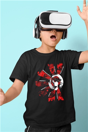 Aikido Baskılı Siyah Unisex Çocuk Tişört