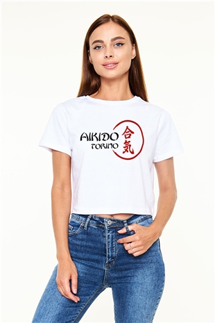 Aikido Beyaz Croptop Tişört