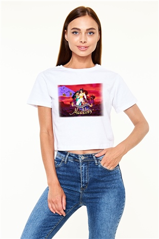 Aladdin Beyaz Croptop Tişört