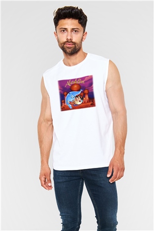 Aladdin Beyaz Unisex Kolsuz Tişört
