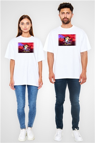 Aladdin Beyaz Unisex Oversize Tişört T-Shirt