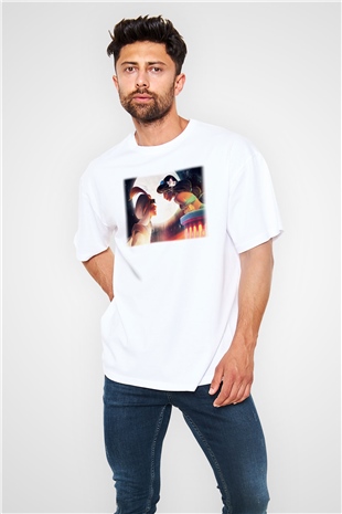 Aladdin Beyaz Unisex Oversize Tişört T-Shirt