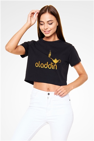 Aladdin Siyah Crop Top Tişört