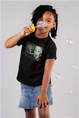 Albert Einstein Enerji Formülü Baskılı Unisex Siyah Çocuk Tişört