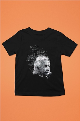 Albert Einstein Kuantum Mekaniği Baskılı Unisex Siyah Çocuk Tişört
