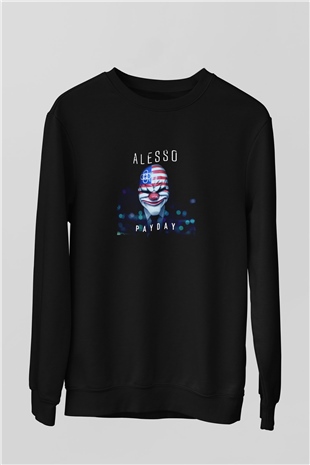 Alesso Baskılı Unisex Siyah Sweatshirt