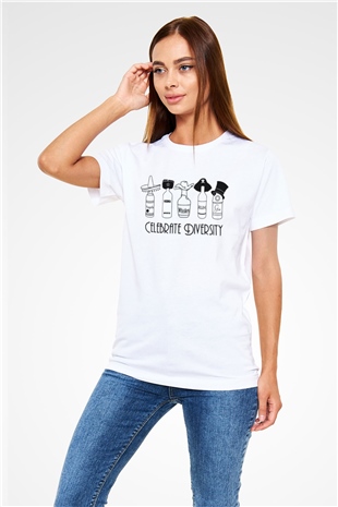Alkol Beyaz Unisex Tişört T-Shirt - TişörtFabrikası