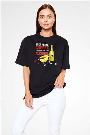Alkol Siyah Unisex Oversize Tişört T-Shirt