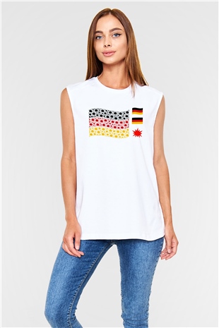 Almanya Beyaz Unisex Kolsuz Tişört