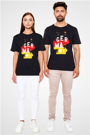 Almanya Siyah Unisex Tişört T-Shirt - TişörtFabrikası