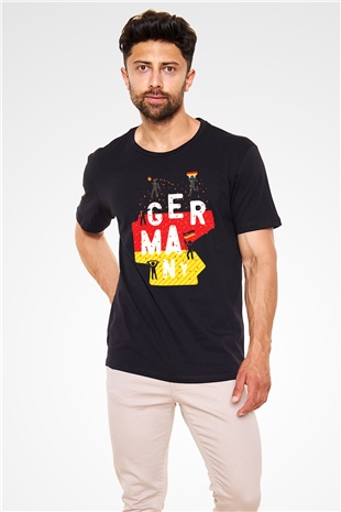 Almanya Siyah Unisex Tişört T-Shirt - TişörtFabrikası