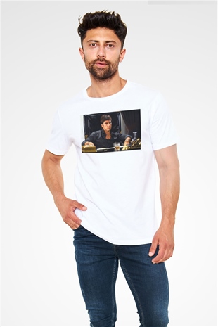Alpacino Beyaz Unisex Tişört T-Shirt - TişörtFabrikası