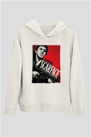 Alpacino Scarface Limited Edition Beyaz Unisex Kapşonlu Sweatshirt