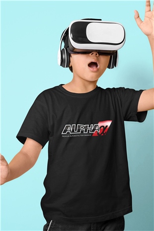 AlphaSports Baskılı Siyah Unisex Çocuk Tişört