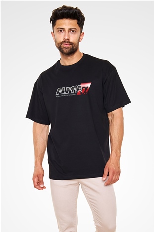 AlphaSports Siyah Unisex Oversize Tişört T-Shirt
