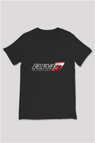 AlphaSports Siyah Unisex V Yaka Tişört T-Shirt