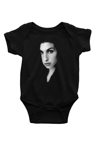 Amy Winehouse Baskılı Siyah Bebek Body - Zıbın