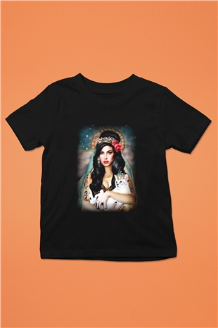 Amy Winehouse Baskılı Siyah Unisex Çocuk Tişört