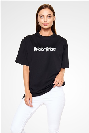 Angry Birds Siyah Unisex Oversize Tişört T-Shirt