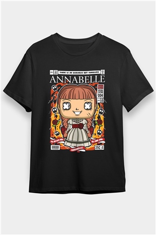 Annabelle Baskılı Unisex Siyah Tişört