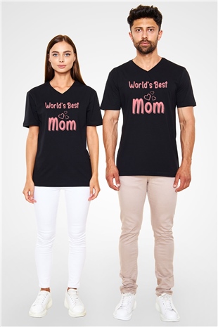 Anneler Günü Siyah Unisex V Yaka Tişört