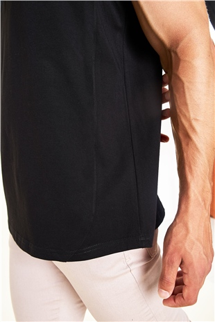 AOA Baskılı Unisex Siyah Kapüşonlu Kolsuz Tişört