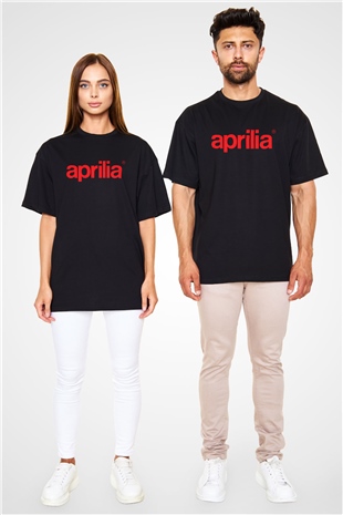 Aprilia Siyah Unisex Oversize Tişört T-Shirt
