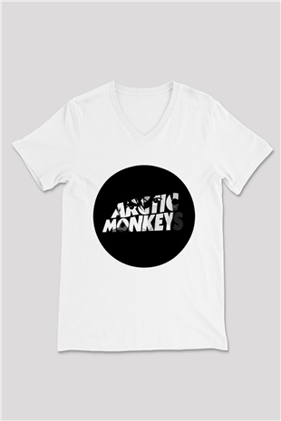 Arctic Monkeys Logo Beyaz Unisex V Yaka Tişört
