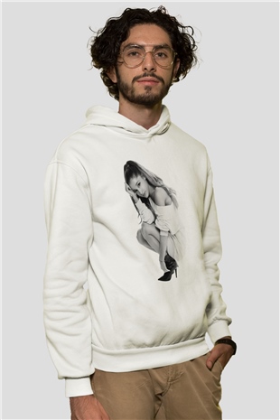 Ariana Grande Beyaz Unisex Kapşonlu Sweatshirt