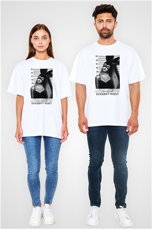 Ariana Grande Beyaz Unisex Oversize Tişört T-Shirt