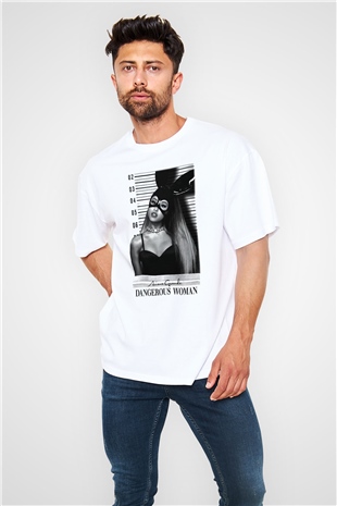 Ariana Grande Beyaz Unisex Oversize Tişört T-Shirt