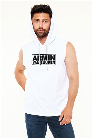 Armin Van Buuren Beyaz Unisex Kapüşonlu Kolsuz Tişört