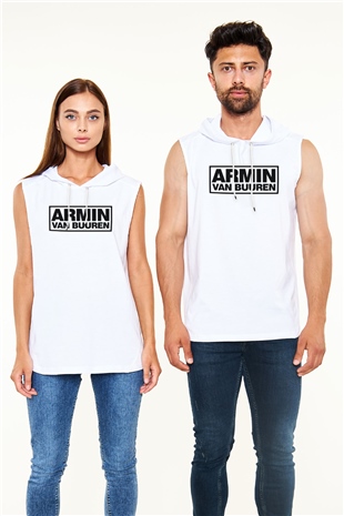 Armin Van Buuren Beyaz Unisex Kapüşonlu Kolsuz Tişört
