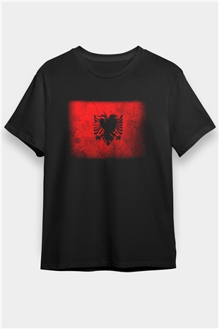 Arnavutluk Siyah Unisex Tişört T-Shirt - TişörtFabrikası