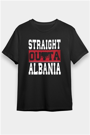 Arnavutluk Siyah Unisex Tişört T-Shirt - TişörtFabrikası