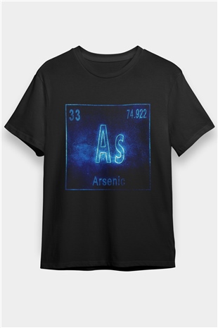 Arsenic Atom Numarası Baskılı Unisex Siyah Tişört