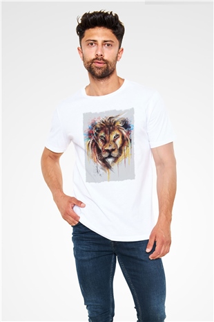 Aslan Beyaz Unisex Tişört T-Shirt - TişörtFabrikası