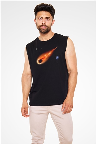 Asteroit Siyah Unisex Kolsuz Tişört