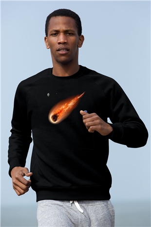 Asteroit Siyah Unisex Sweatshirt