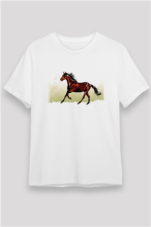 At Beyaz Unisex Tişört T-Shirt - TişörtFabrikası