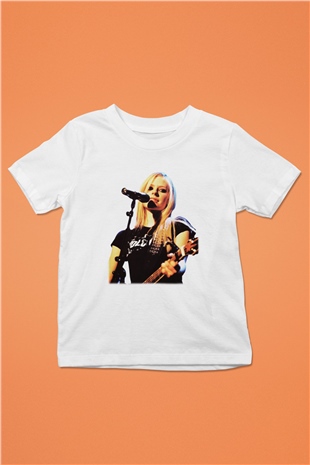Avril Lavigne Baskılı Beyaz Unisex Çocuk Tişört